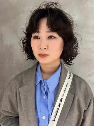 ショート カラー パーマ デザインカット/ パーマ/nanaのヘアスタイル