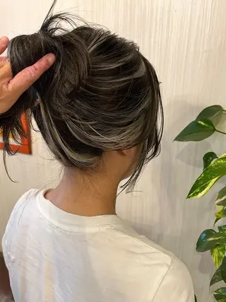 ミディアム カラー ヘアアレンジ きむえり/髪質改善 /うねり広がり改善のヘアスタイル