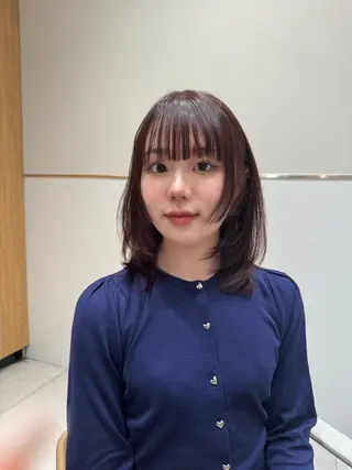 ミディアム カラー パーマ ヘアアレンジ 小野寺瑞希 /最小顔カットのヘアスタイル