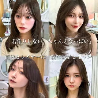 セミロング カラー 似合わせレイヤー/ 透明感カラーのヘアスタイル