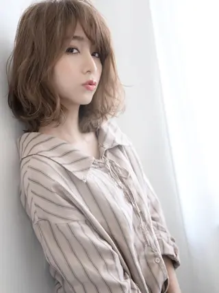ミディアム カラー パーマ ヘアアレンジ 年間1500人担当 代表 南一路のヘアスタイル