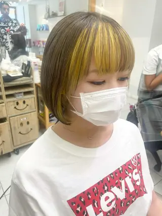 ミディアム カラー 福田千尋/インナー カラー/縮毛矯正のヘアスタイル