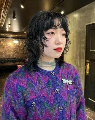 ミディアム パーマ 圧倒的デザイン力 店長🎨RENAのヘアスタイル