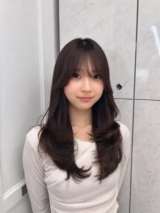 ロング 透明感グレージュ/ 縮毛矯正/静岡のヘアスタイル