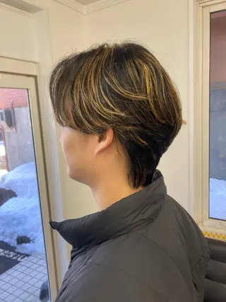 ミディアム カラー メンズ 深堀 勇弥のヘアスタイル