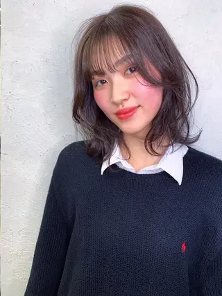 ミディアム カラー 前髪顔周りカット 沼田　拓斗のヘアスタイル
