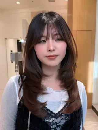 セミロング fitするカット♡ 暖色/ふうか◠‿◠のヘアスタイル