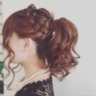 ミディアム セミロング ロング ヘアアレンジ ネイル まつエク 早朝✨ヘアセット 着付け/清水玲歌のヘアスタイル