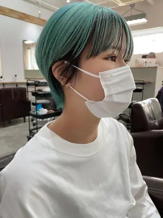 ショート カラー パーマ ヘアアレンジ メンズ キッズ ネイル マツエク・マツパ パーマ/透明感カラー /ボブ/吉田一生のヘアスタイル