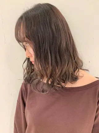 ミディアム カラー ヘアアレンジ 🫧透明感カラー/ ボブ/小笠原汐海🪽のヘアスタイル