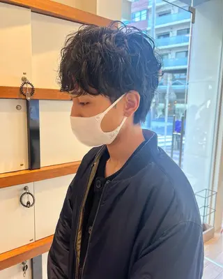 ミディアム パーマ メンズ Ore🫧タナカマヤ /柔らかい質感カラーのヘアスタイル