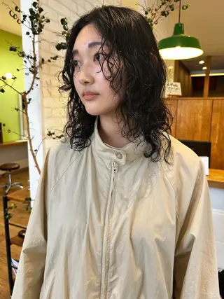 ミディアム カラー パーマ ヘアアレンジ ❣️倉敷❣️美髪 カラー能登一成のヘアスタイル