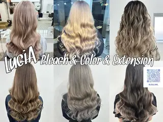 ロング ヘアアレンジ カラー LuciAエクステ カラー3000セラのヘアスタイル