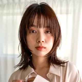 ミディアム カラー 海外風 ボブ 透明感カラーtowaのヘアスタイル