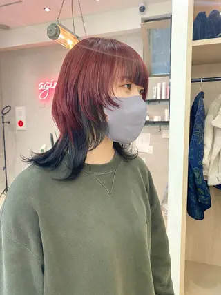 ミディアム カラー ヘアアレンジ 小顔カット/艶 カラー特化♡MIHOのヘアスタイル