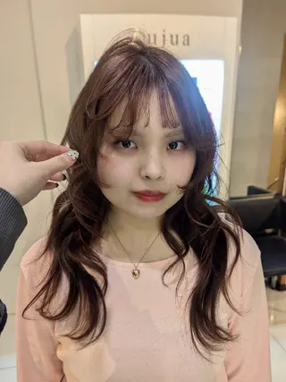 セミロング 顔周りカット/お呼ば れヘア/レイヤーのヘアスタイル