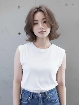 ミディアム ヘアサロンM渋谷 カットカラーブリーチのヘアスタイル