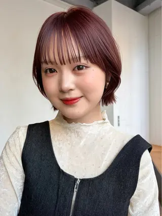 ショート 🌷モア 🌷暖色カラー・ボブのヘアスタイル