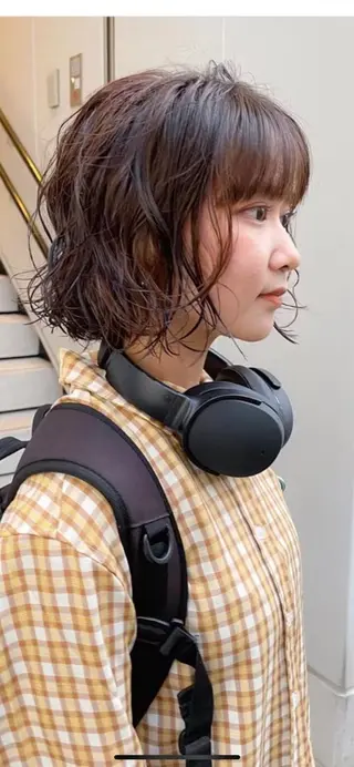 ミディアム パーマ 田井 珠利斗のヘアスタイル