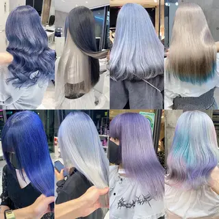 ロング カラー メンズ アイブロウ JuNブリーチに 縮毛矯正するプロのヘアスタイル