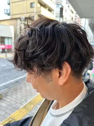 ショート パーマ メンズ 特殊カラー特化 ✂️SHIAN フジのヘアスタイル