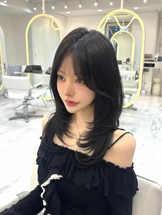 セミロング 韓国ヘア/レイヤーカ ット/ASAKA🤍のヘアスタイル
