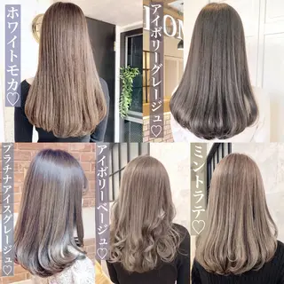 セミロング カラー ブリーチなし/韓国風 /レイヤー/山口のヘアスタイル