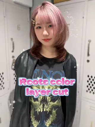 ミディアム カラー レイヤー/ショート 🎀🩵RISAのヘアスタイル