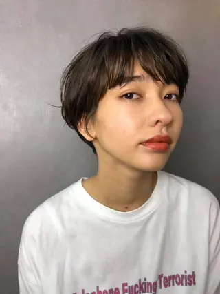 ショート ボブ♡柔らかいカラー 實松栞理のヘアスタイル