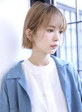 ミディアム カラー レイヤー×顔周り/ 髪質改善/川上京香のヘアスタイル