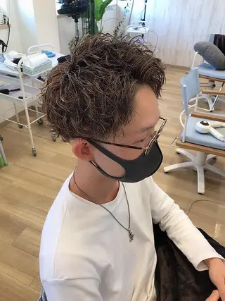 ショート メンズ メンズパーマ波巻き 🌳大森悠登🌳のヘアスタイル