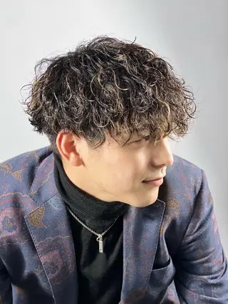 パーマ メンズ ミディアム 宮内 絃希のヘアスタイル