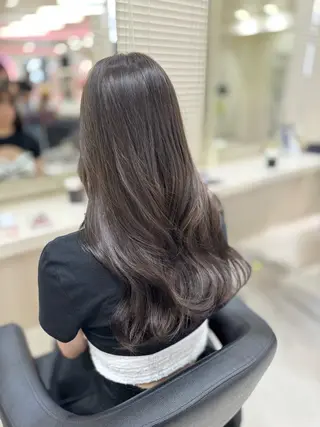 ロング 縮毛矯正× ブルーブラック/池袋のヘアスタイル