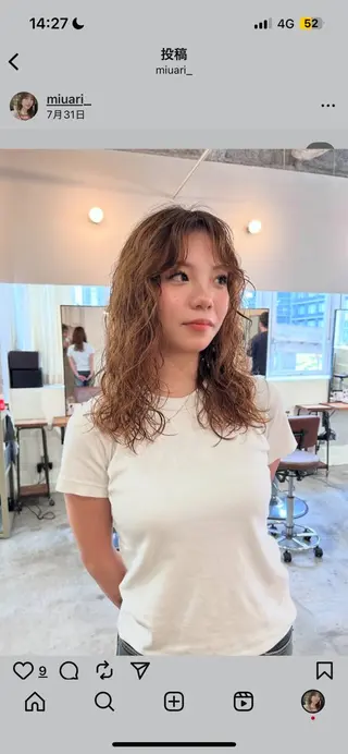 セミロング みうら ありさのヘアスタイル