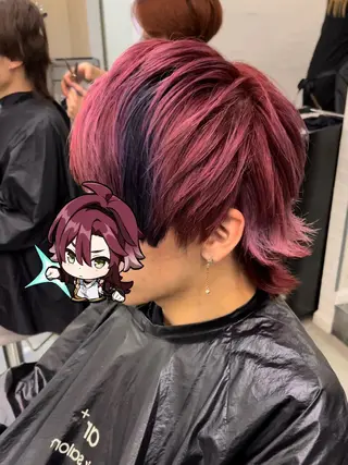 カラー メンズ 推しカラー💫 ブリーチ💫若菜覚のヘアスタイル