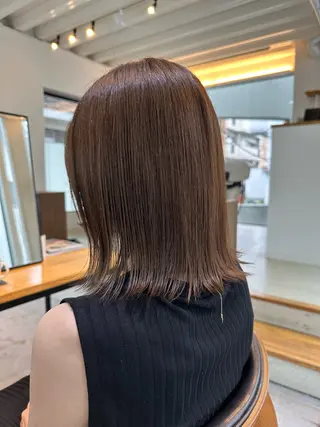 ミディアム カラー パーマ マンツーマンサロン 髪質改善⭐︎代官山のヘアスタイル