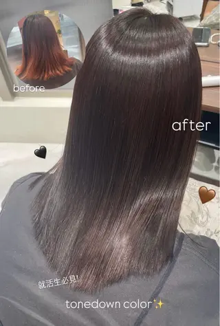 セミロング mion🦋韓国ヘア 透明感カラー🫧のヘアスタイル