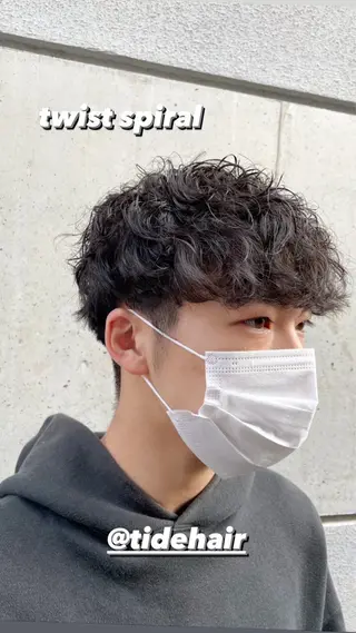 パーマ メンズ TIDEHAIR りょうたボブ募集のヘアスタイル