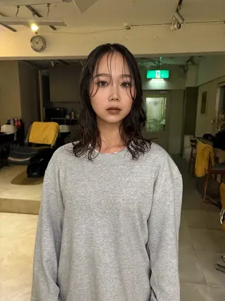 パーマ レイヤーカット🐩 透明感カラー モカのヘアスタイル