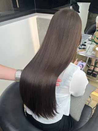 ロング カラー 透明感カラー縮毛矯正 レイヤー/えいすけのヘアスタイル