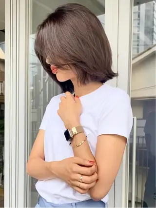 ミディアム カラー 韓国風×透明感カラー 髪質改善オタベシンヤのヘアスタイル
