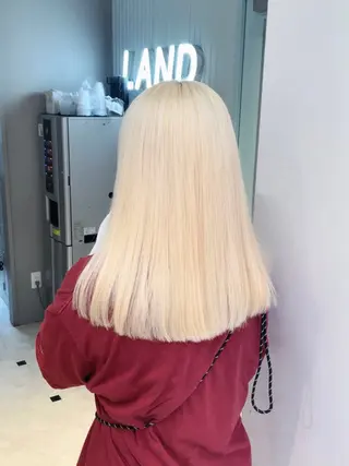 ミディアム ブリーチ✖️ 縮毛LANDのヘアスタイル