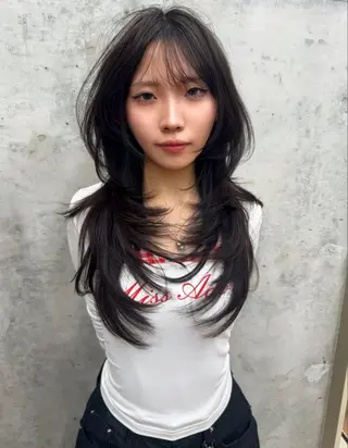 ロング 海外ヘア/美髪矯正 海外レイヤー/ヒラキのヘアスタイル