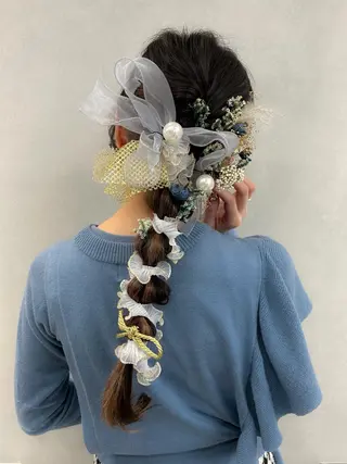 セミロング ヘアアレンジ 卒業式ヘアセット🎀 ヘアアレンジのヘアスタイル