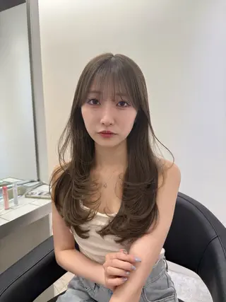 ロング カラー ミディアムレイヤー 添田晃基のヘアスタイル