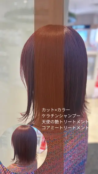 ミディアム カラー 縮毛矯正/髪質改善/ 艶髪ササキナツミのヘアスタイル