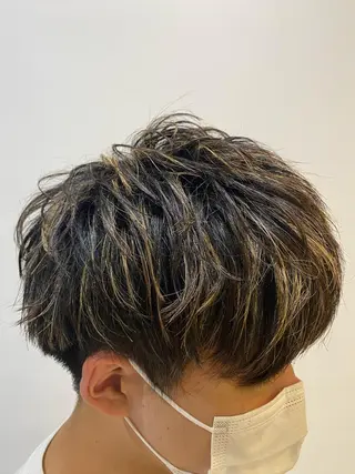 ショート カラー メンズ 三ノ宮フェザーパーマ 10月再開予定のヘアスタイル
