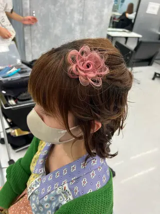 セミロング ヘアアレンジ 大人GAL製造機/カ ラー×エクステゆいとのヘアスタイル