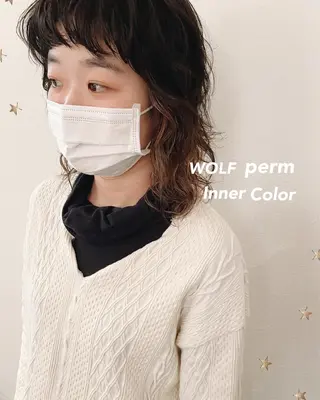 ミディアム パーマ 市川 千夏のヘアスタイル