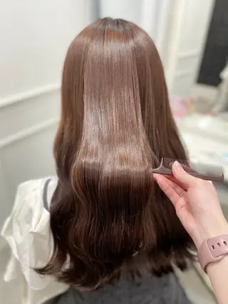 ロング カラー パーマ ガーリーカラー🩷 ユウ🍓💞のヘアスタイル